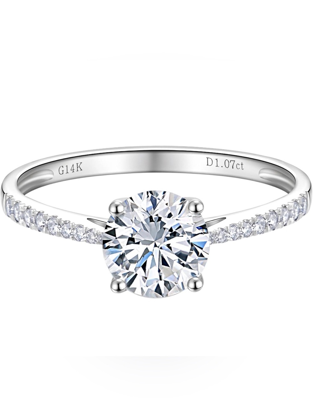 1 CTW Diamond Solitaire Ring Solid 14K White Gold D-F VVS-VS Round Cut